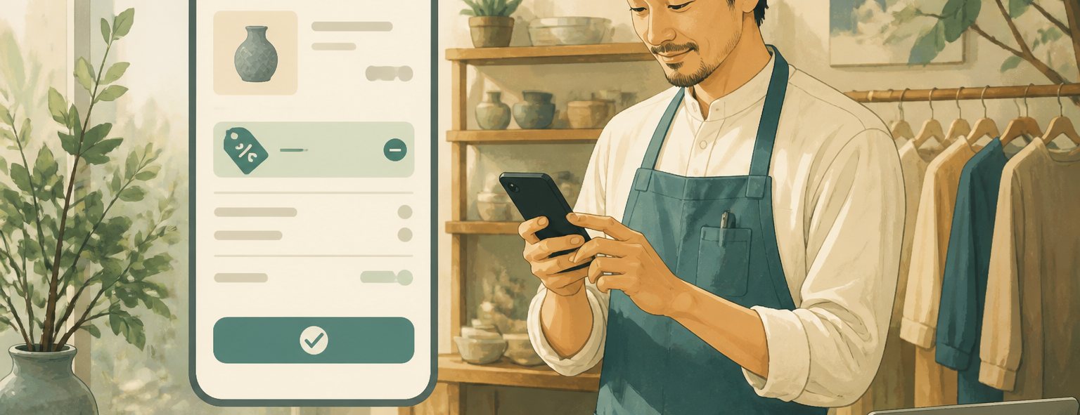 公開前チェック後にテスト注文し、終了日と無効化をカレンダーで確認するシーン