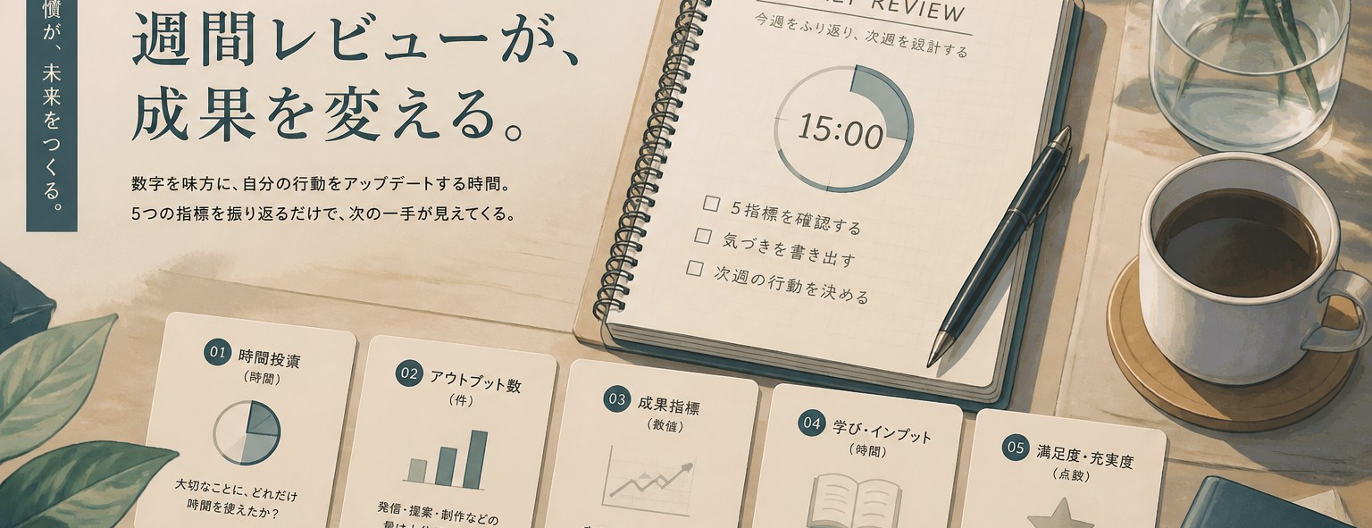 週次15分で同じ5指標を見るイメージ